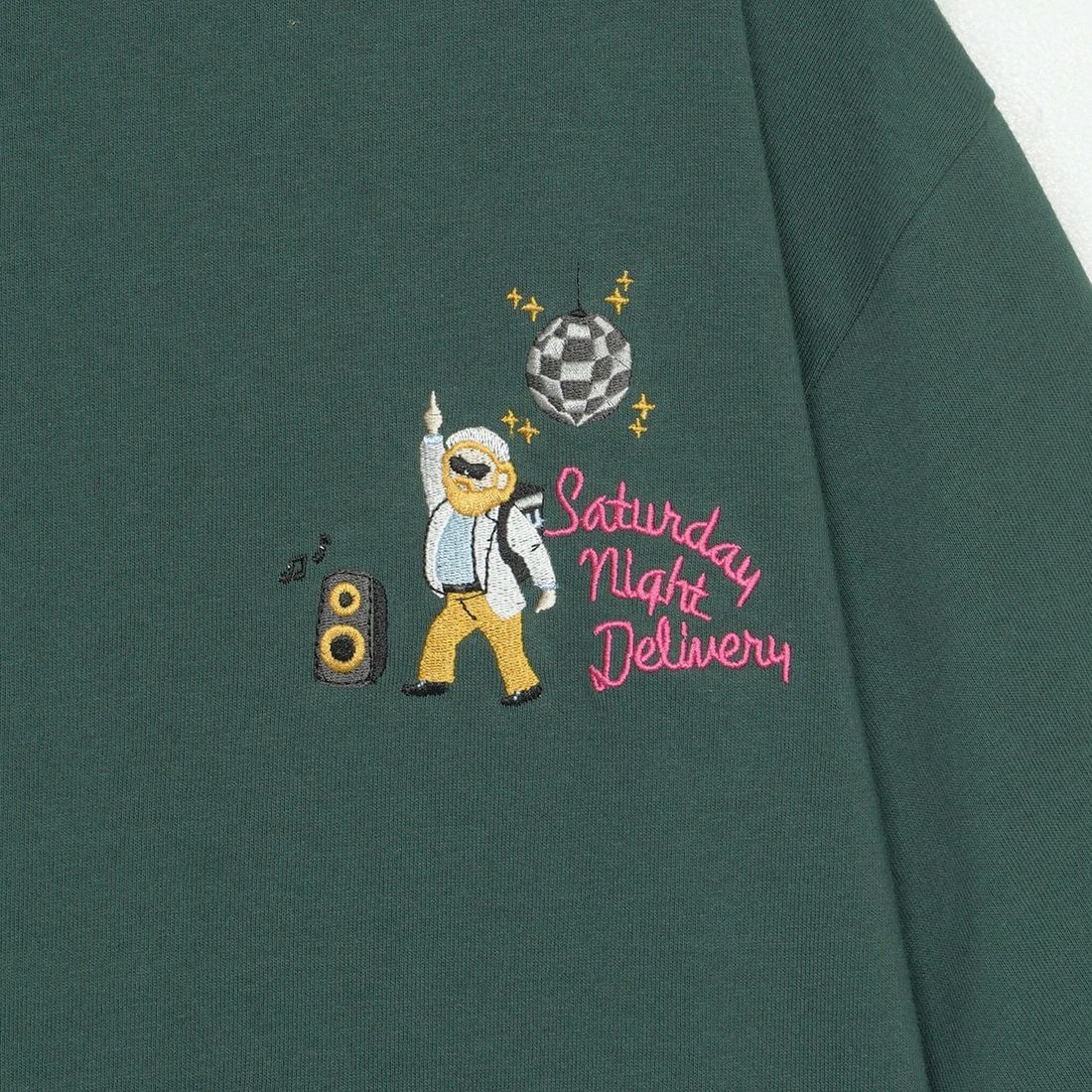 33Degrees [サーティスリーディグリーズ] 髭おじさんサガラ刺繍半袖Tシャツ [TDR-252-024] E GREEN