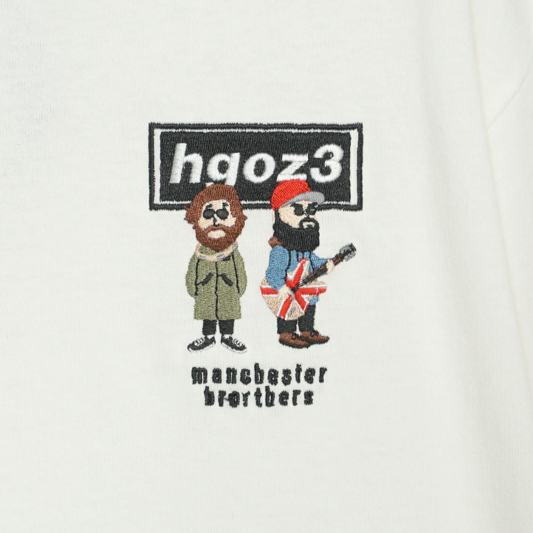 33Degrees [サーティスリーディグリーズ] 髭おじさんサガラ刺繍半袖Tシャツ [TDR-252-024] A WHITE