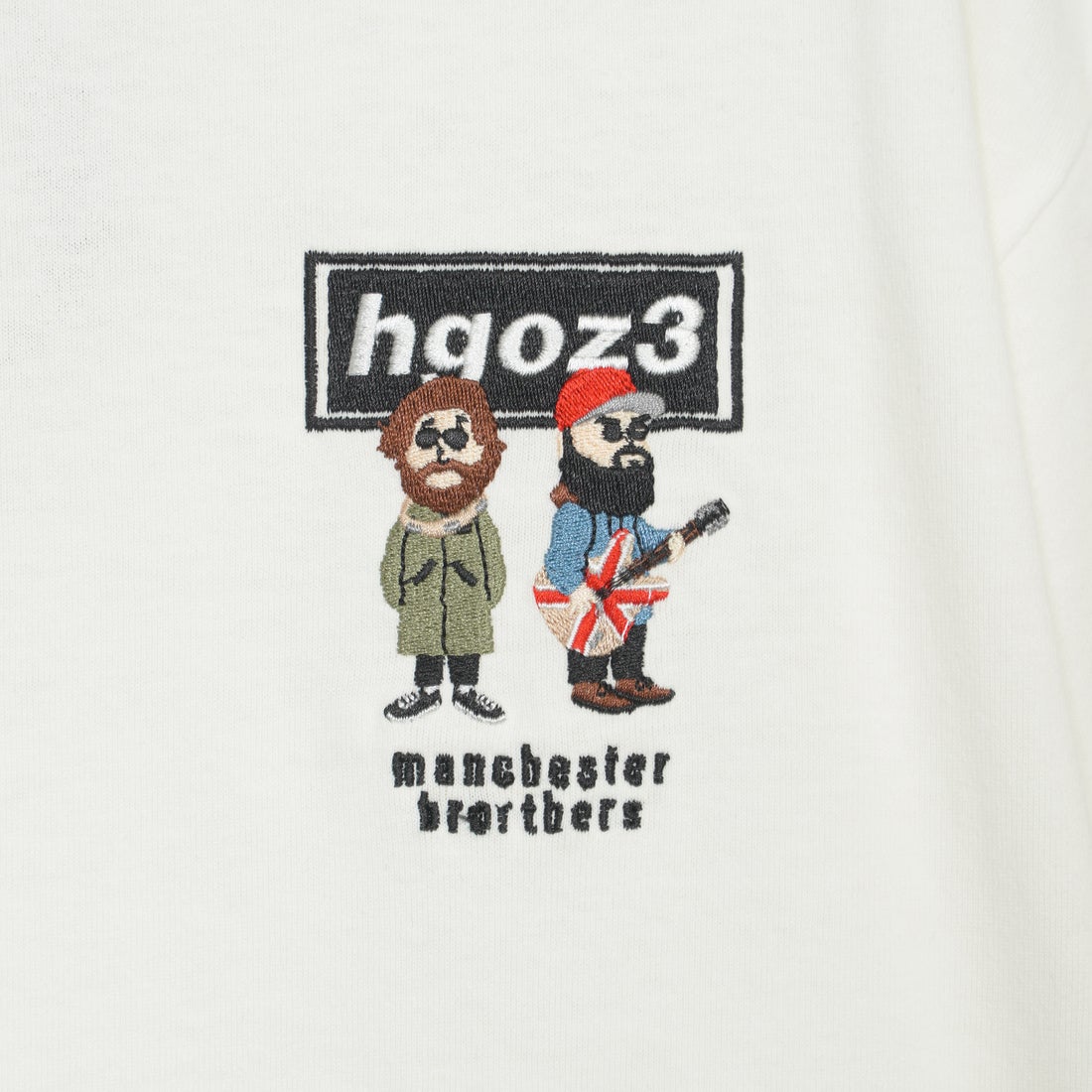 33Degrees [サーティスリーディグリーズ] 髭おじさんサガラ刺繍半袖Tシャツ [TDR-252-024] A WHITE