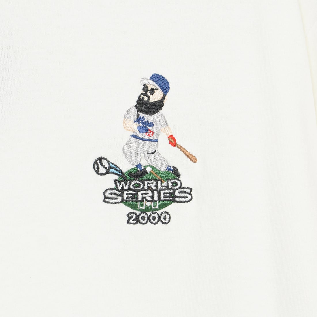 33Degrees [サーティスリーディグリーズ] 髭おじさんサガラ刺繍半袖Tシャツ [TDR-252-024] H WHITE