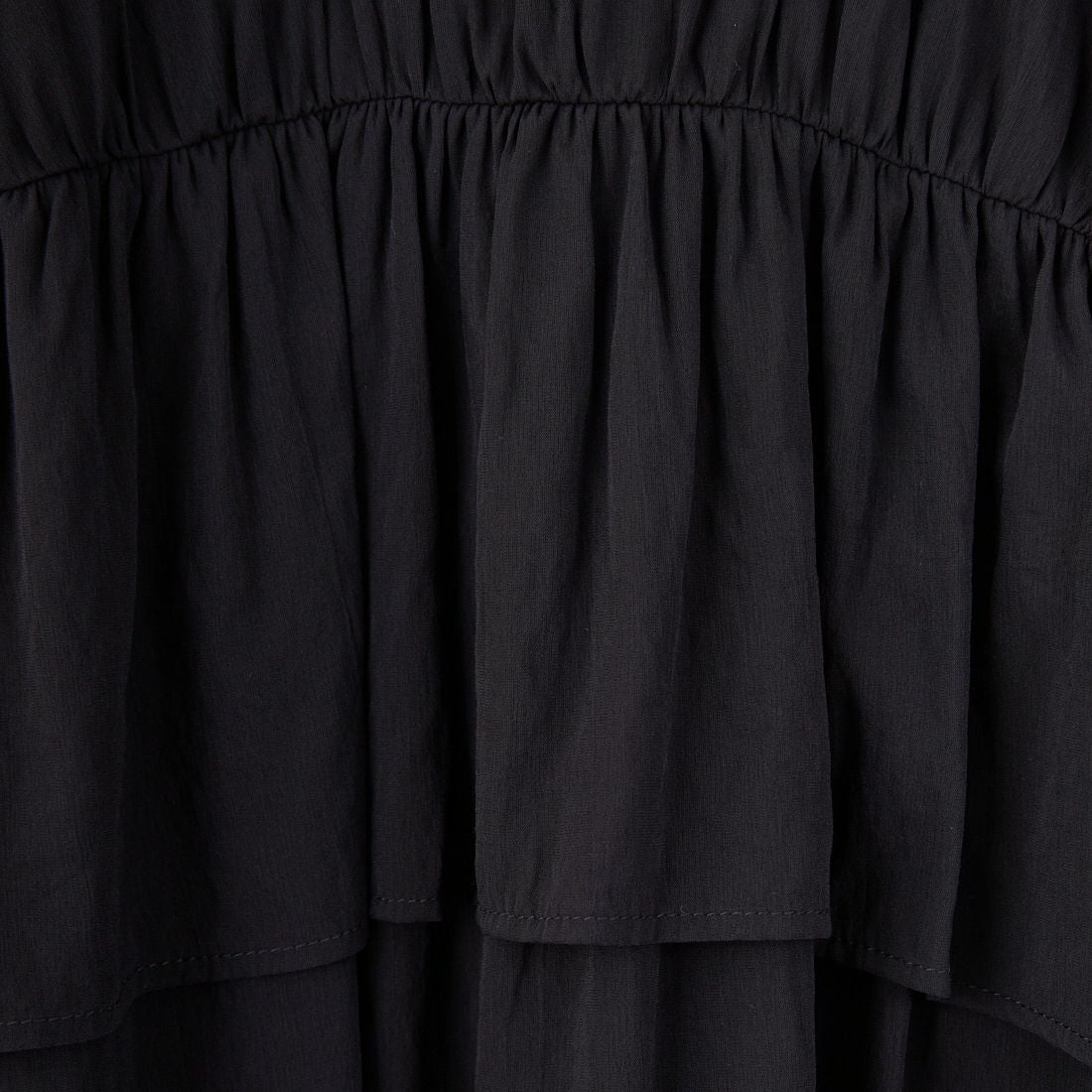 Jf Ready Made [ジェイエフレディメイド] 麻調シアーフリルギャザーブラウス [4125250] ﾌﾞﾗｯｸ