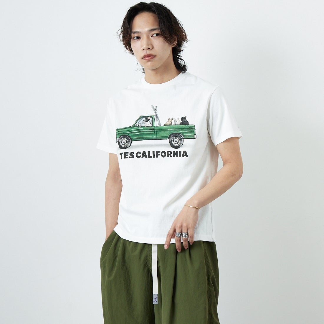 The Endless Summer [エンドレスサマー] 4BUHIサーフトラック ショートスリーブTシャツ [FH-25574324] 07 WHITE &&モデル身長：179cm 着用サイズ：M&&