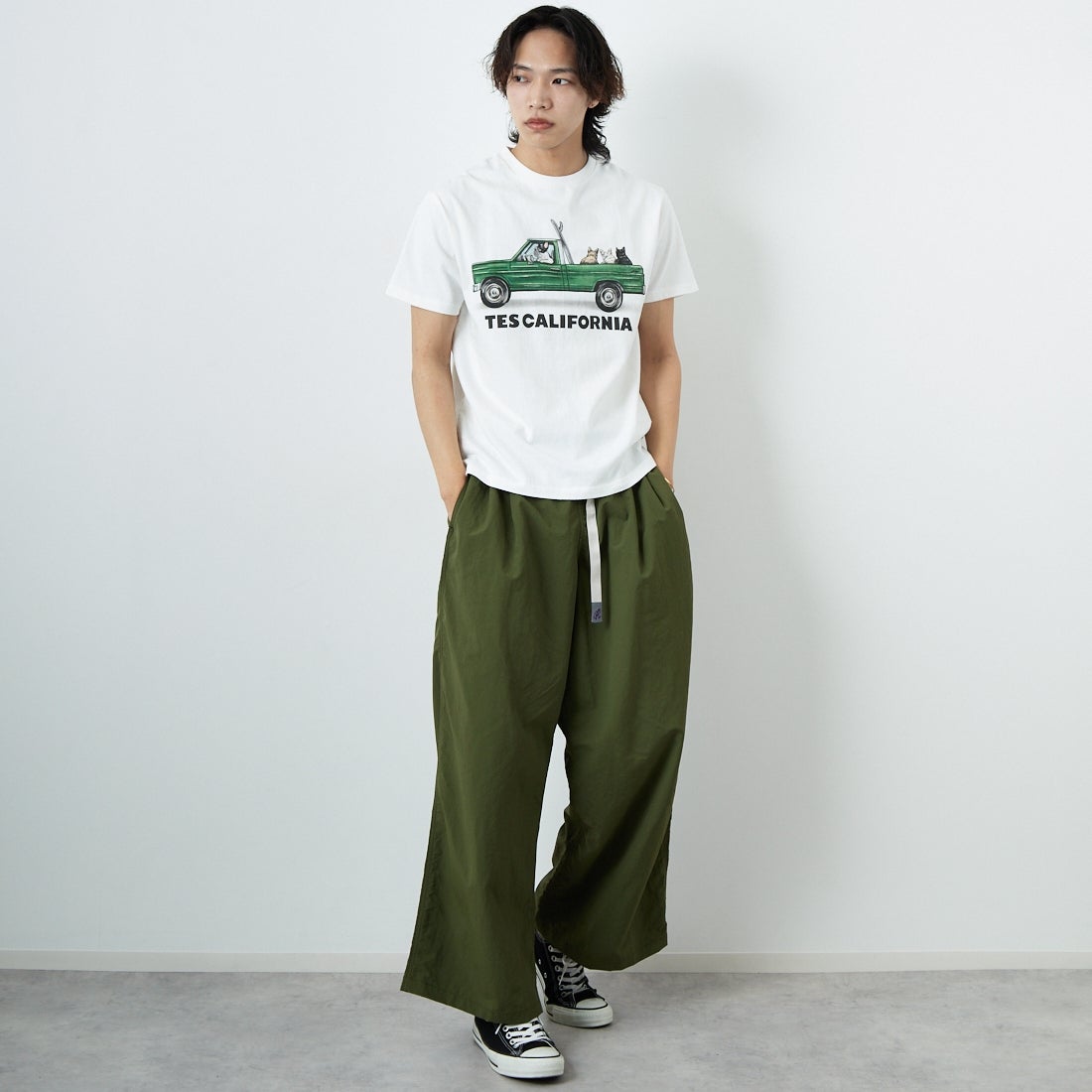 The Endless Summer [エンドレスサマー] 4BUHIサーフトラック ショートスリーブTシャツ [FH-25574324] 07 WHITE &&モデル身長：179cm 着用サイズ：M&&