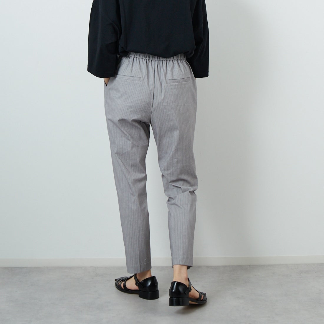 Jeans Factory Clothes [ジーンズファクトリークローズ] バックラッシュリネンパンツ [21255052] 002 ｸﾞﾚｰｽﾄ &&モデル身長：160cm 着用サイズ：38&&