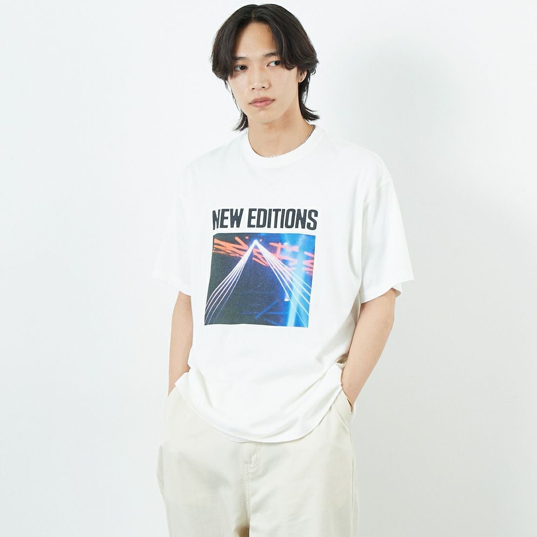 Name. [ネーム] ルーズフィットTシャツ [NMCU-039] WHITE &&モデル身長：179cm 着用サイズ：0&&