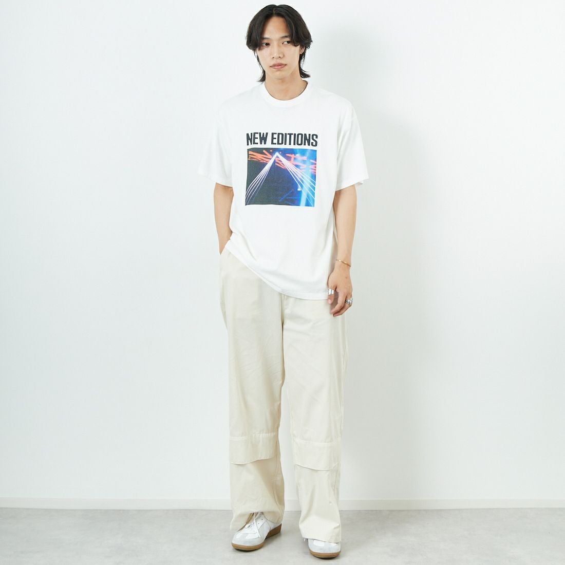 Name. [ネーム] ルーズフィットTシャツ [NMCU-039] WHITE &&モデル身長：179cm 着用サイズ：0&&