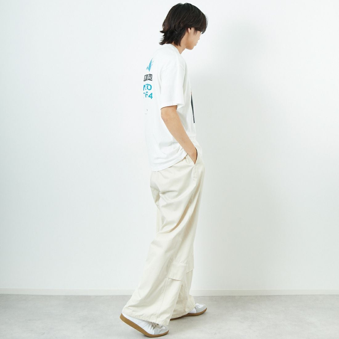 Name. [ネーム] ルーズフィットTシャツ [NMCU-039] WHITE &&モデル身長：179cm 着用サイズ：0&&