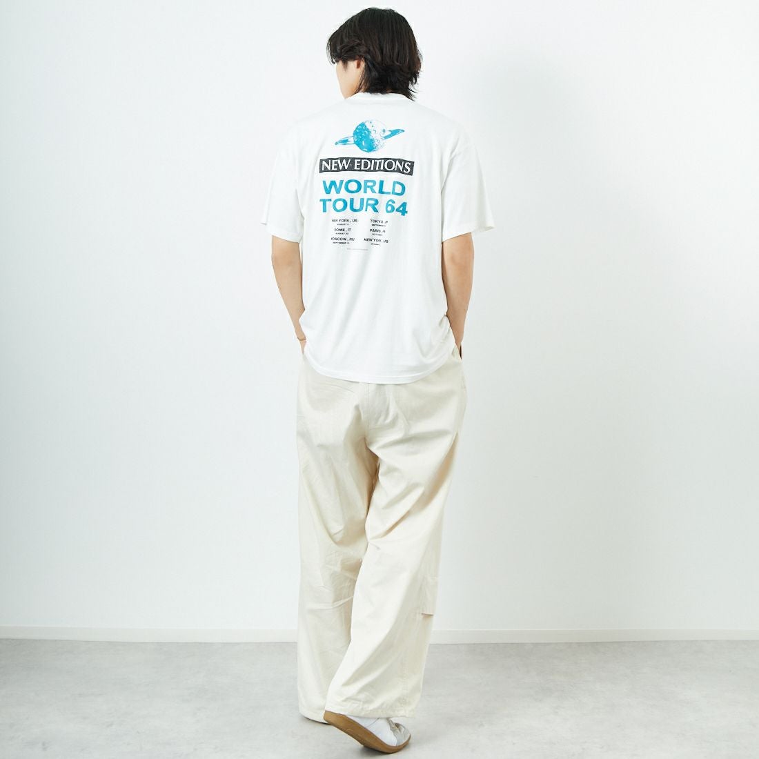 Name. [ネーム] ルーズフィットTシャツ [NMCU-039] WHITE &&モデル身長：179cm 着用サイズ：0&&