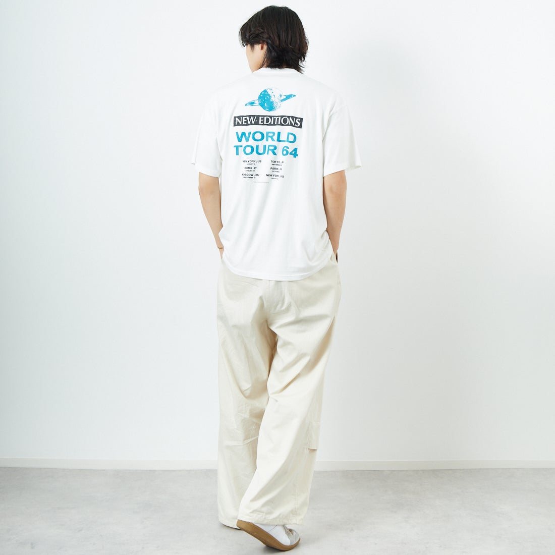 Name. [ネーム] ルーズフィットTシャツ [NMCU-039] WHITE &&モデル身長：179cm 着用サイズ：0&&
