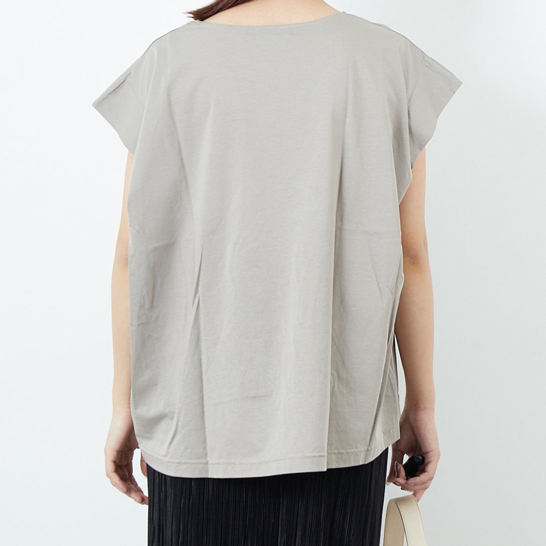 Jf Ready Made [ジェイエフレディメイド] ウエストギャザーシルケットTシャツ [3101104] 714 ｸﾞﾚｰﾍﾞ &&モデル身長：167cm 着用サイズ：F&&