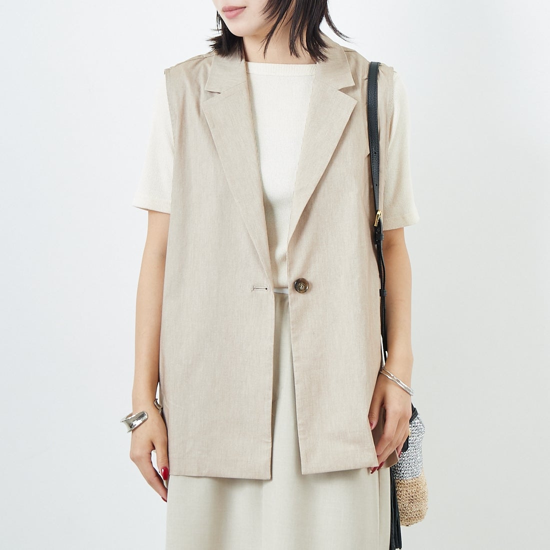 033 ﾍﾞｰｼﾞｭ&&モデル身長：167cm 着用サイズ：F&&