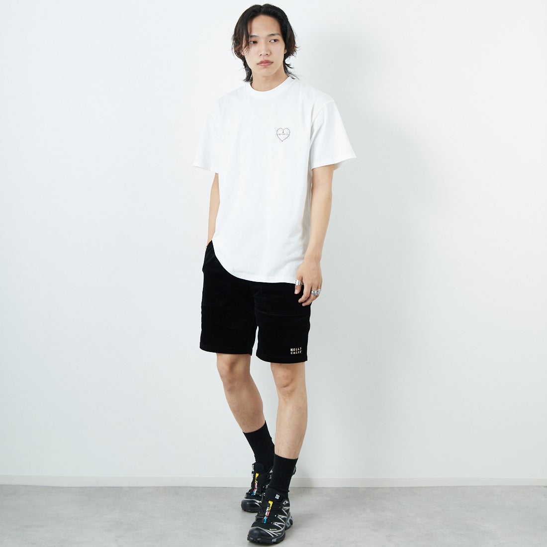 carhartt WIP [カーハートダブリューアイピー] ショートスリーブフロシキTシャツ [I034655] WHITE/RED &&モデル身長：179cm 着用サイズ：M&&