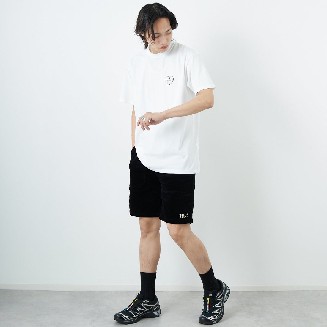 carhartt WIP [カーハートダブリューアイピー] ショートスリーブフロシキTシャツ [I034655] WHITE/RED &&モデル身長：179cm 着用サイズ：M&&