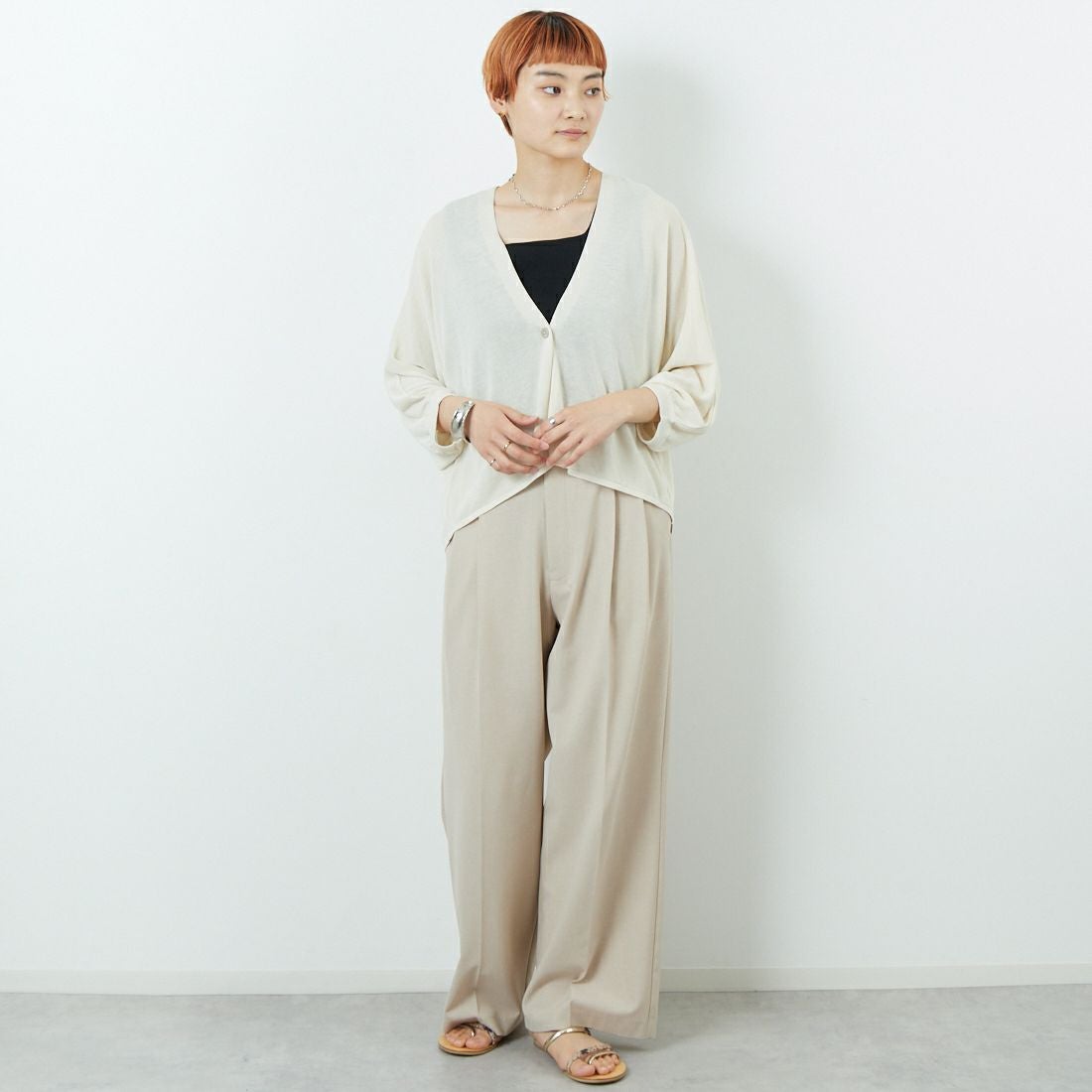 Jf Ready Made [ジェイエフレディメイド] ひんやりUVニットカーディガン [3125051] ｱｲﾎﾞﾘｰ &&モデル身長：160cm 着用サイズ：F&&