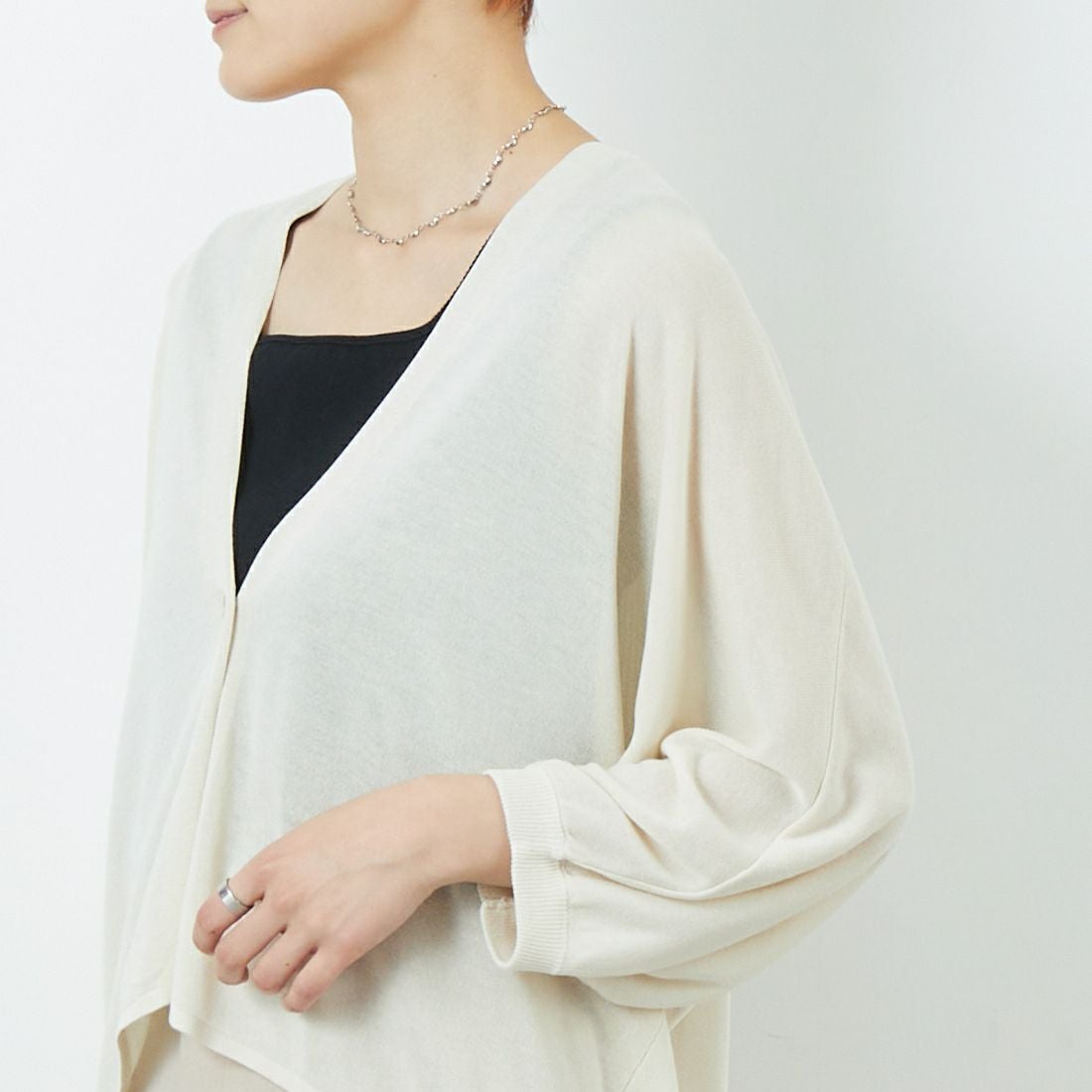 Jf Ready Made [ジェイエフレディメイド] ひんやりUVニットカーディガン [3125051] ｱｲﾎﾞﾘｰ &&モデル身長：160cm 着用サイズ：F&&