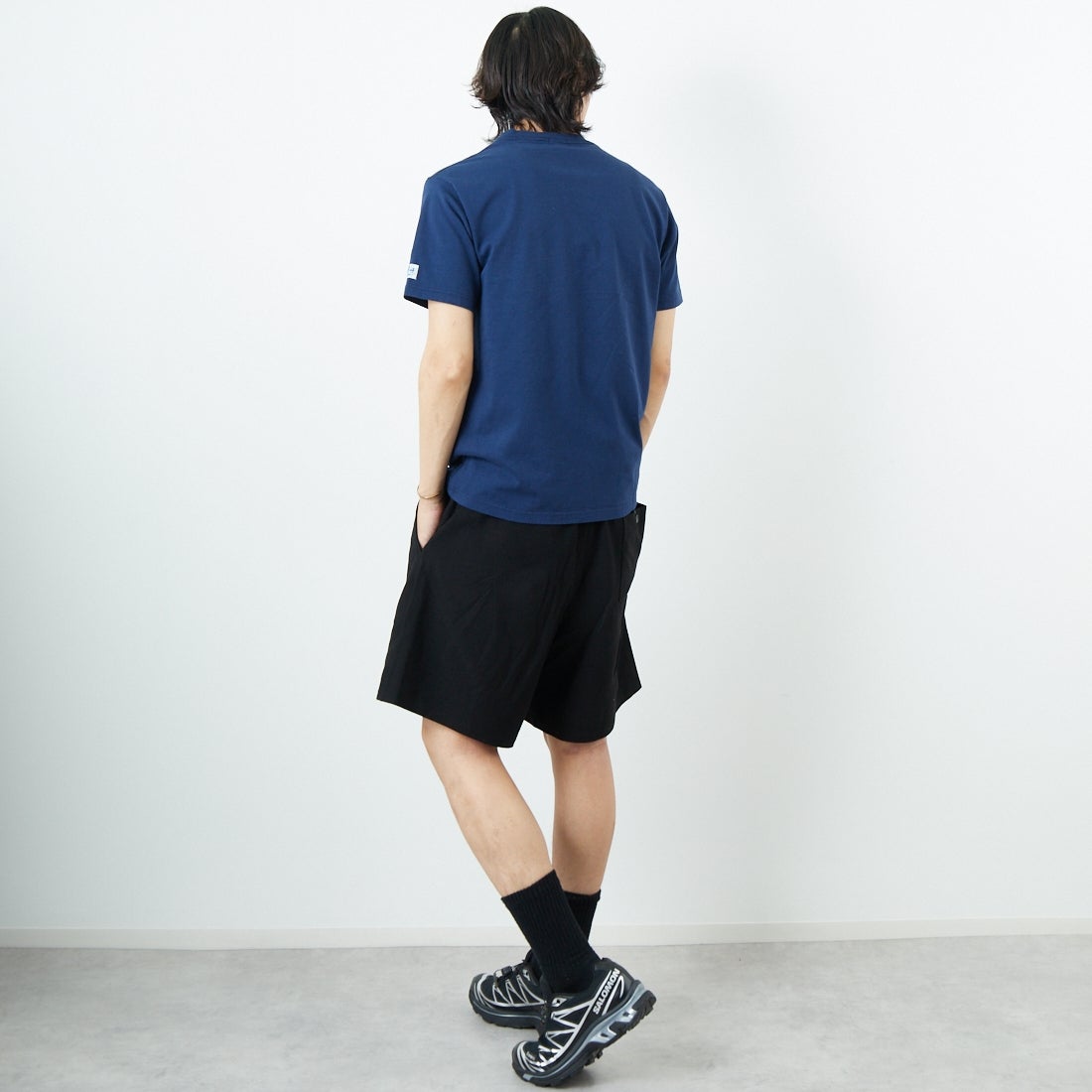 The Endless Summer [エンドレスサマー] TES BUHIテーププリントTシャツ [FT-25574311] 60 NAVY &&モデル身長：179cm 着用サイズ：M&&