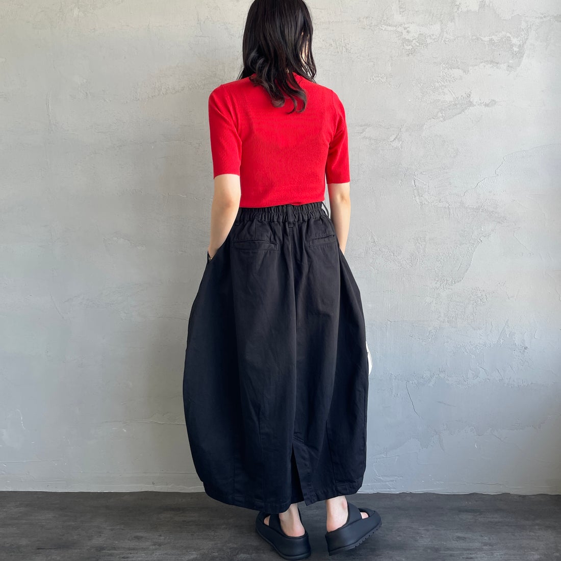 HARVESTY [ハーベスティ] チノサーカススカート [A22503] 19 BLACK &&モデル身長：160cm 着用サイズ：1&&