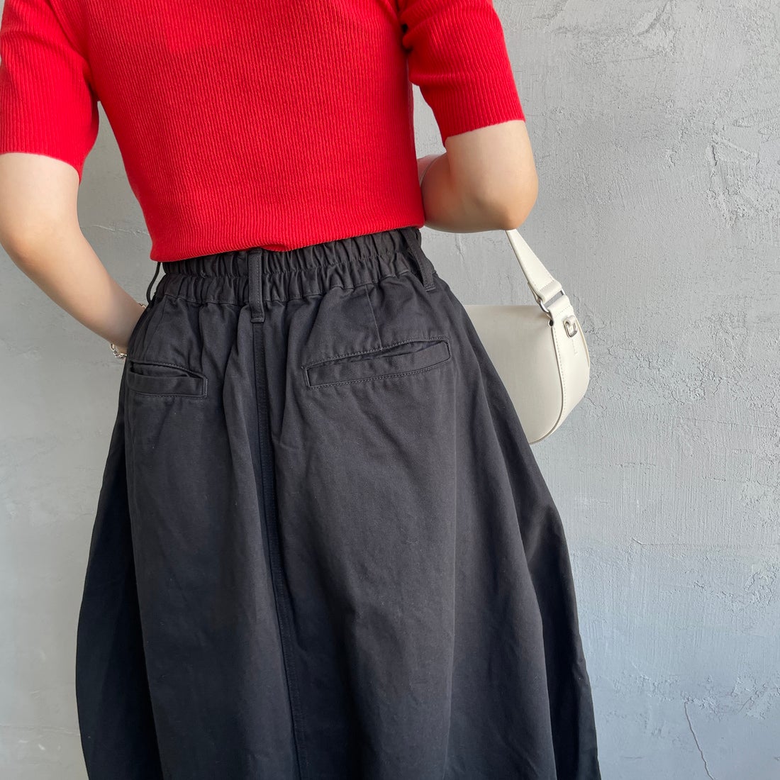 HARVESTY [ハーベスティ] チノサーカススカート [A22503] 19 BLACK &&モデル身長：160cm 着用サイズ：1&&