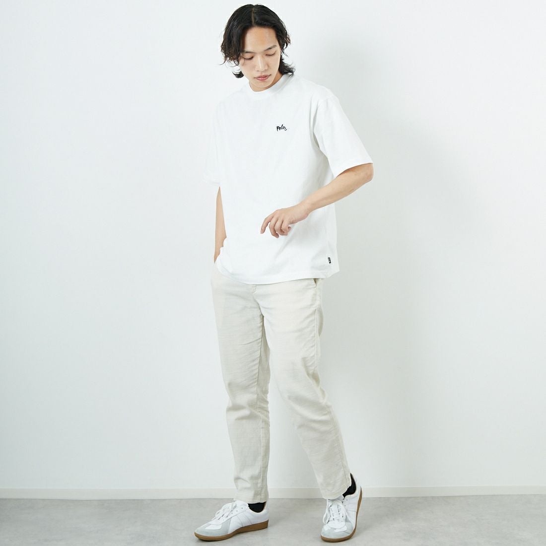 Betty Smith [ベティスミス] バニランストレッチイージートラウザー [BAM-521] 68 IVORY &&モデル身長：179cm 着用サイズ：L&&