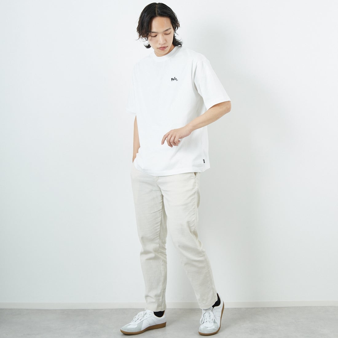 Betty Smith [ベティスミス] バニランストレッチイージートラウザー [BAM-521] 68 IVORY &&モデル身長：179cm 着用サイズ：L&&