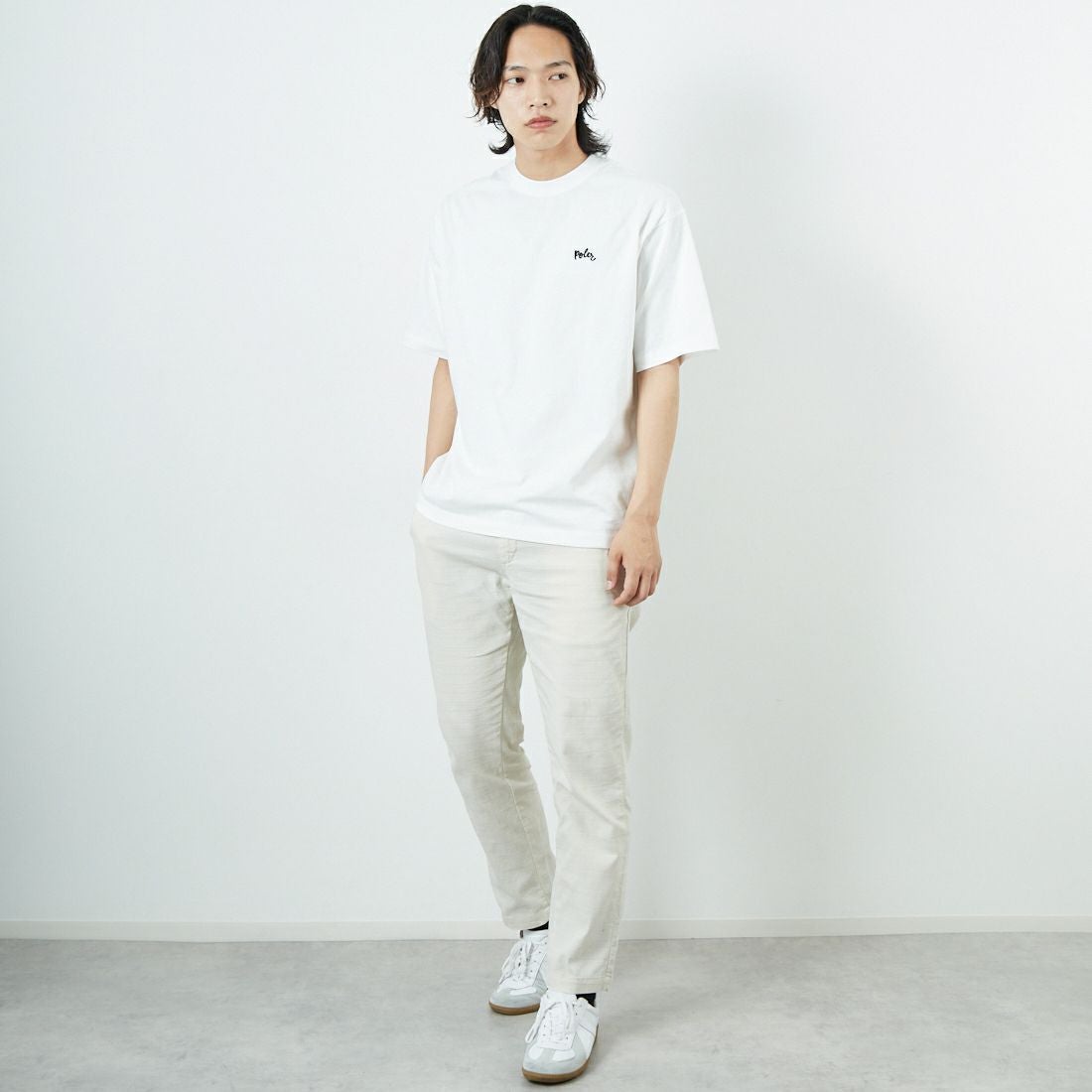 Betty Smith [ベティスミス] バニランストレッチイージートラウザー [BAM-521] 68 IVORY &&モデル身長：179cm 着用サイズ：L&&