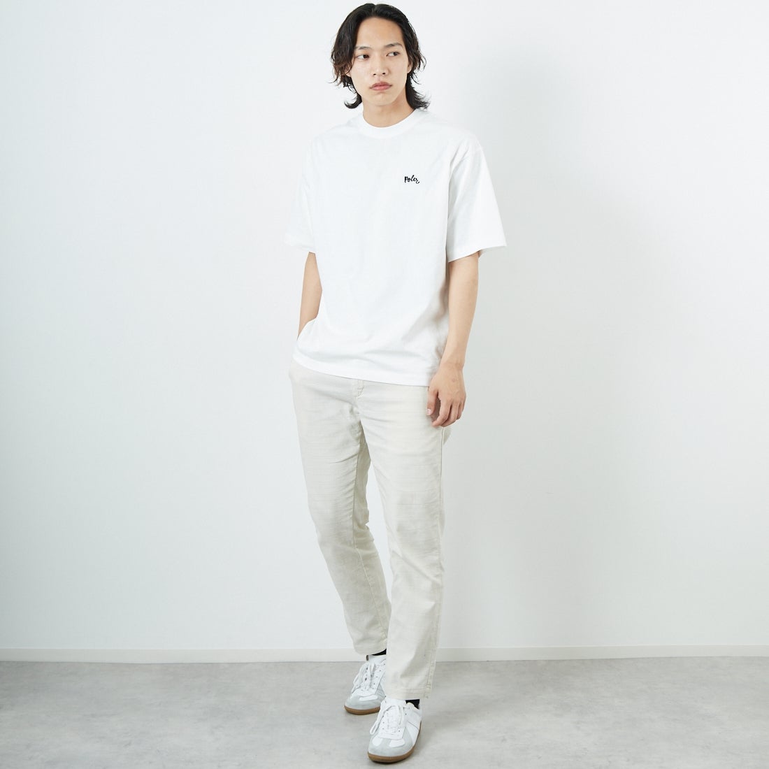 Betty Smith [ベティスミス] バニランストレッチイージートラウザー [BAM-521] 68 IVORY &&モデル身長：179cm 着用サイズ：L&&