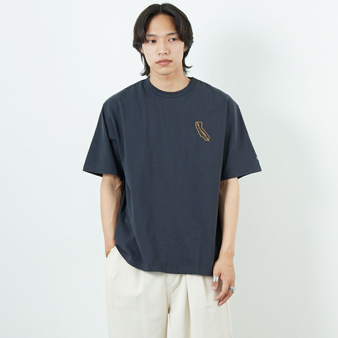 HELLO CALIF [ハローカリフ] 7.1oz天竺プリントTシャツ [HC-252-040] A SUMIKURO &&モデル身長：179cm 着用サイズ：M&&
