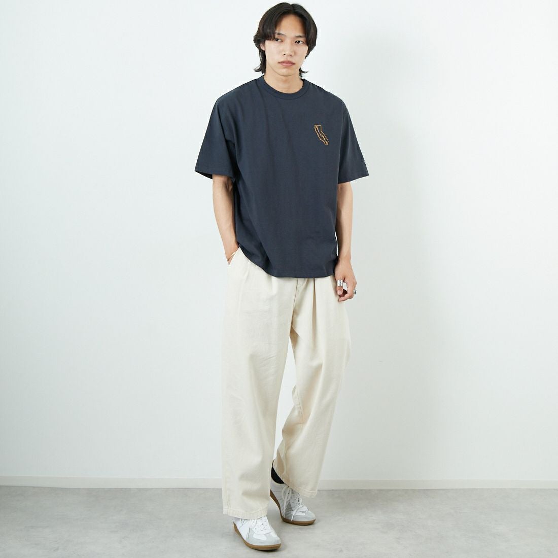 HELLO CALIF [ハローカリフ] 7.1oz天竺プリントTシャツ [HC-252-040] A SUMIKURO &&モデル身長：179cm 着用サイズ：M&&