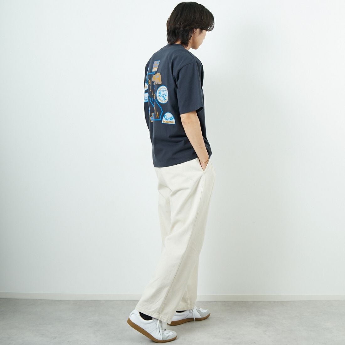 HELLO CALIF [ハローカリフ] 7.1oz天竺プリントTシャツ [HC-252-040] A SUMIKURO &&モデル身長：179cm 着用サイズ：M&&