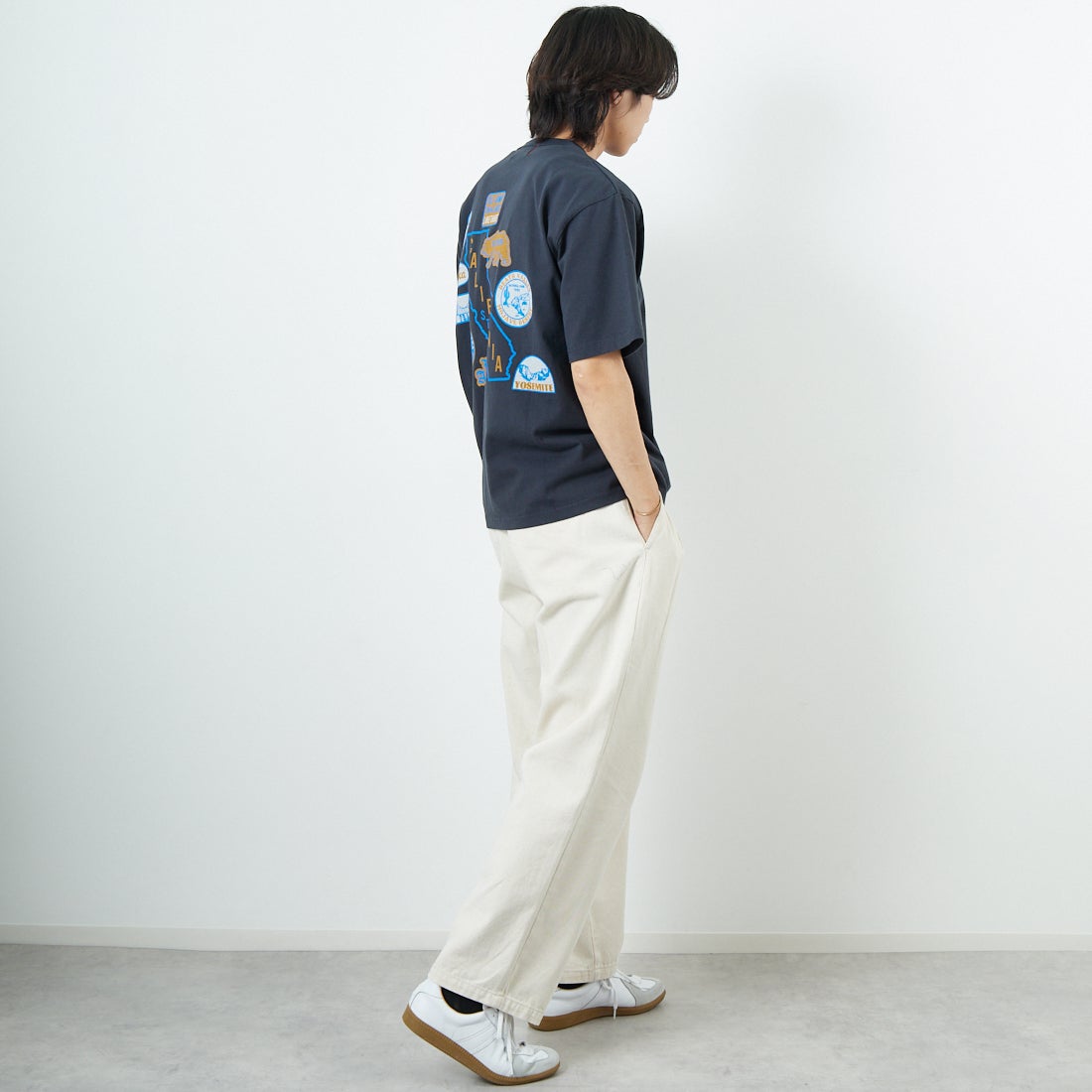 HELLO CALIF [ハローカリフ] 7.1oz天竺プリントTシャツ [HC-252-040] A SUMIKURO &&モデル身長：179cm 着用サイズ：M&&