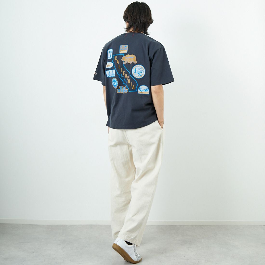HELLO CALIF [ハローカリフ] 7.1oz天竺プリントTシャツ [HC-252-040] A SUMIKURO &&モデル身長：179cm 着用サイズ：M&&