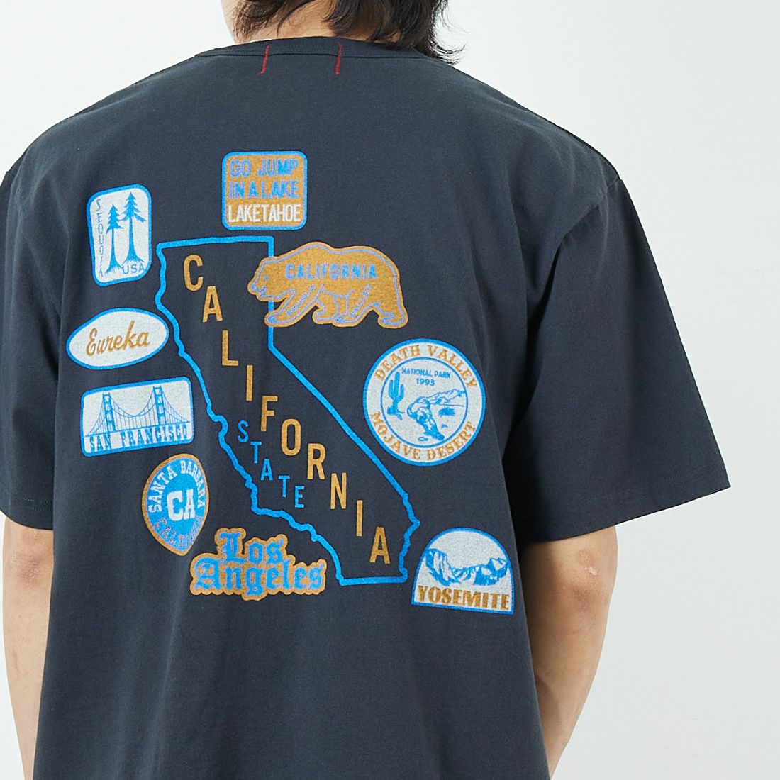 HELLO CALIF [ハローカリフ] 7.1oz天竺プリントTシャツ [HC-252-040] A SUMIKURO &&モデル身長：179cm 着用サイズ：M&&