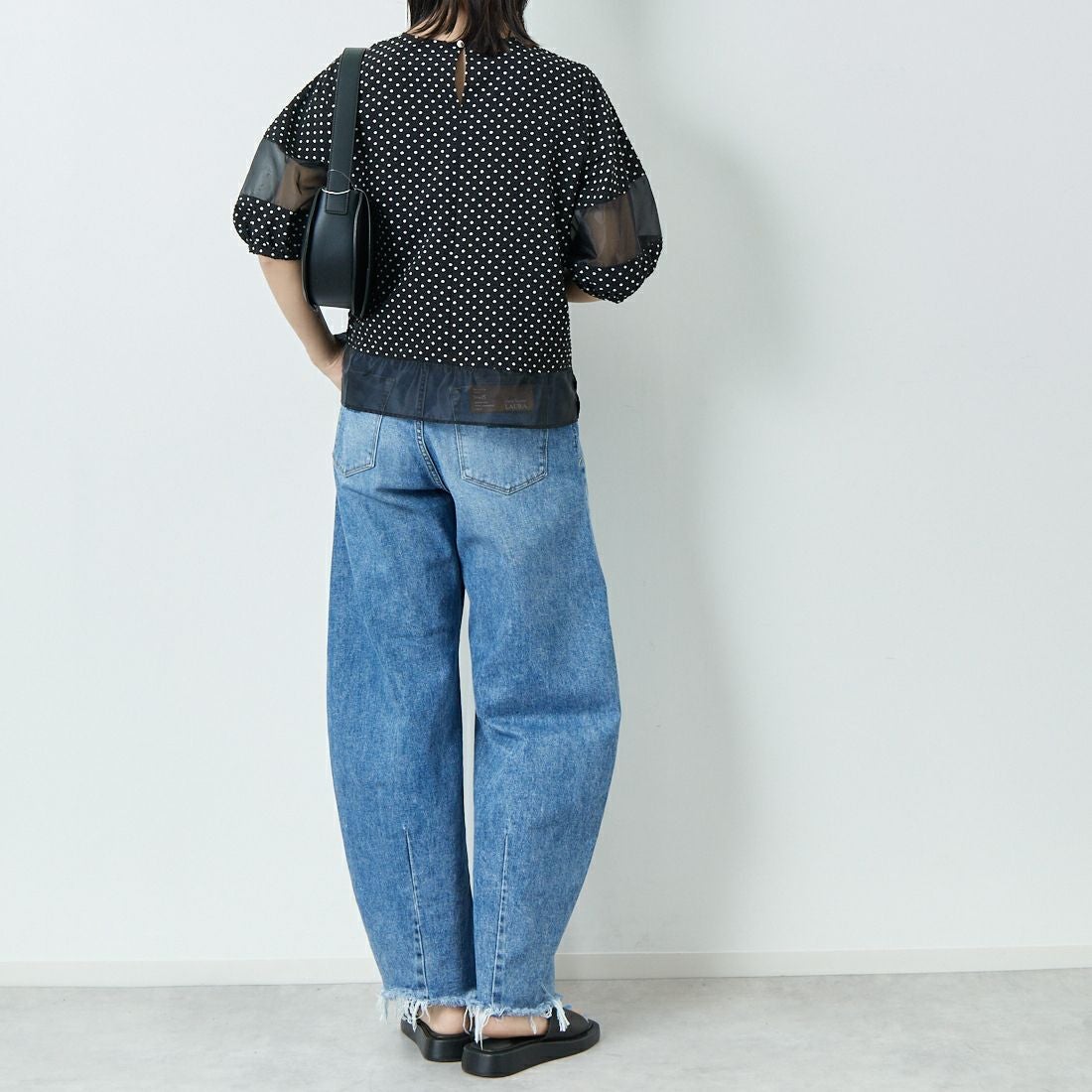 Jf Ready Made [ジェイエフレディメイド] Eサッカープルオーバーブラウス [8556310-01] 03 ﾄﾞｯﾄ &&モデル身長：167cm 着用サイズ：F&&