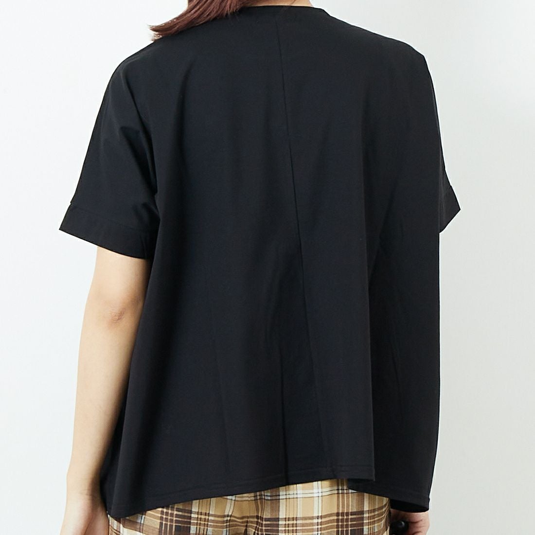 Jf Ready Made [ジェイエフレディメイド] シルケットベアスリットTシャツ [3101103] 801 ﾌﾞﾗｯｸ &&モデル身長：167cm 着用サイズ：F&&