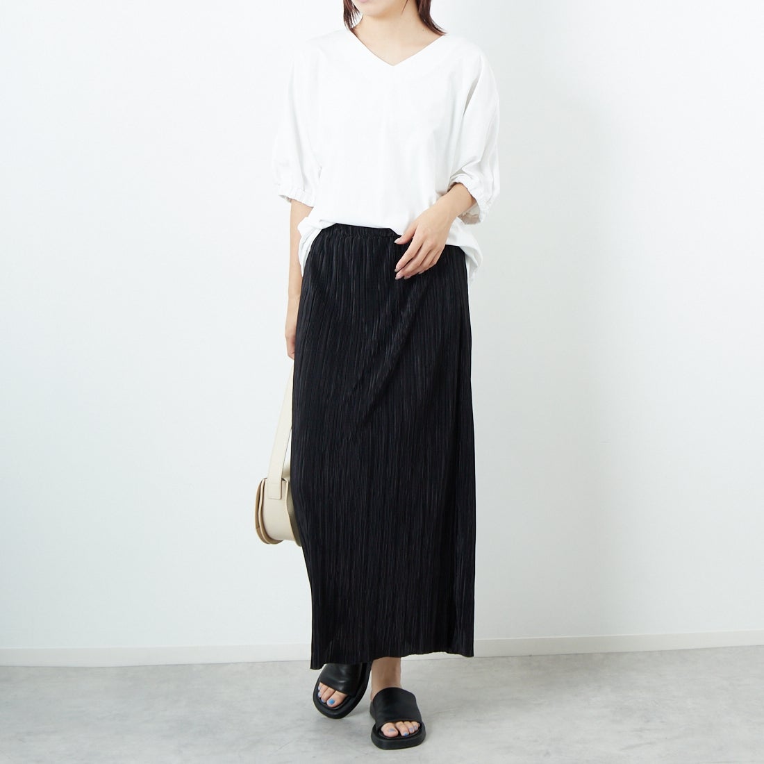 Jf Ready Made [ジェイエフレディメイド] シルケットドルマンスリーブプルオーバー [3101106] 104 ｵﾌｼﾛ &&モデル身長：167cm 着用サイズ：F&&