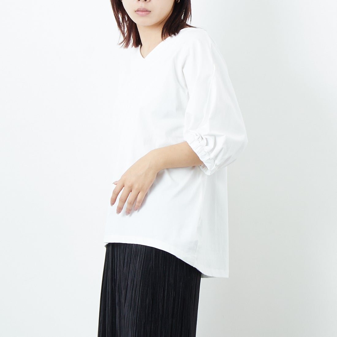 Jf Ready Made [ジェイエフレディメイド] シルケットドルマンスリーブプルオーバー [3101106] 104 ｵﾌｼﾛ &&モデル身長：167cm 着用サイズ：F&&