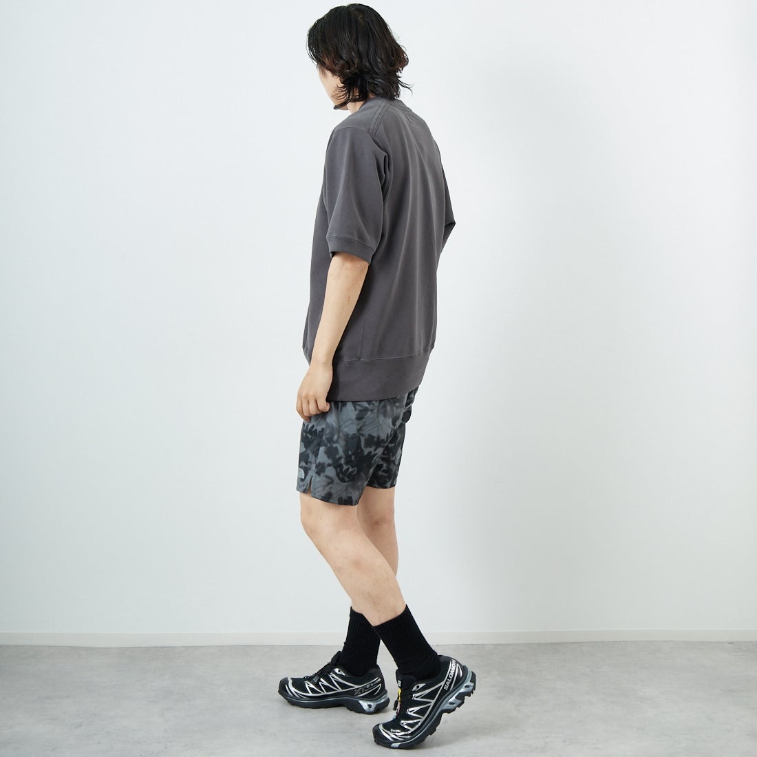 THE NORTH FACE PURPLE LABEL [ザ ノースフェイス パープルレーベル] 11オンスフィールドショートスリーブスウェット [N25SH042] AH AHGRAY &&モデル身長：179cm 着用サイズ：M&&