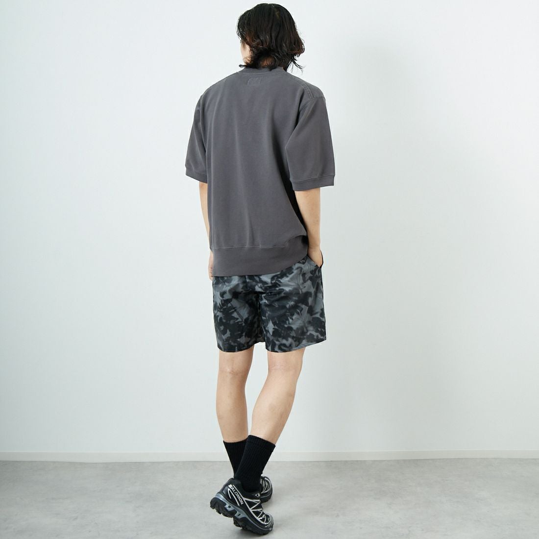 THE NORTH FACE PURPLE LABEL [ザ ノースフェイス パープルレーベル] 11オンスフィールドショートスリーブスウェット [N25SH042] AH AHGRAY &&モデル身長：179cm 着用サイズ：M&&