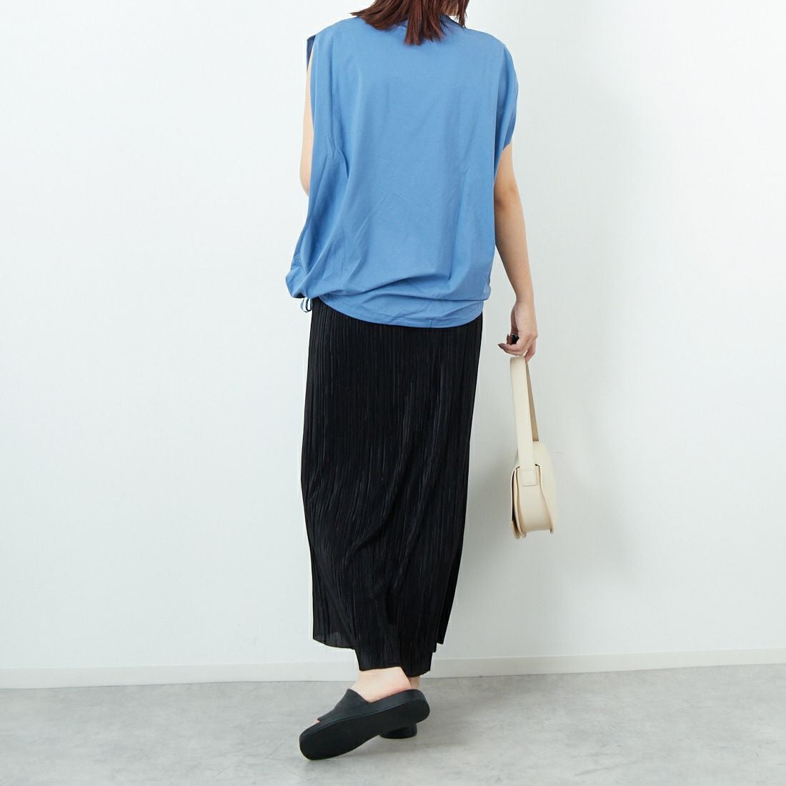 Jf Ready Made [ジェイエフレディメイド] シルケットドロストノースリーブトップス [3101107] 501 ﾌﾞﾙｰ &&モデル身長：167cm 着用サイズ：&&