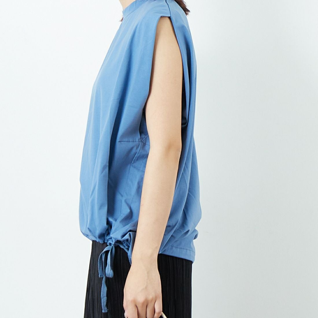 Jf Ready Made [ジェイエフレディメイド] シルケットドロストノースリーブトップス [3101107] 501 ﾌﾞﾙｰ &&モデル身長：167cm 着用サイズ：&&