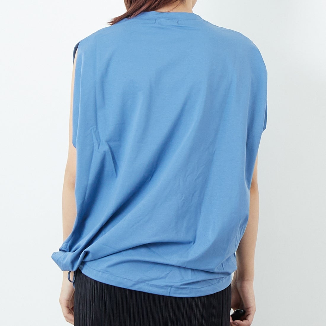 Jf Ready Made [ジェイエフレディメイド] シルケットドロストノースリーブトップス [3101107] 501 ﾌﾞﾙｰ &&モデル身長：167cm 着用サイズ：&&