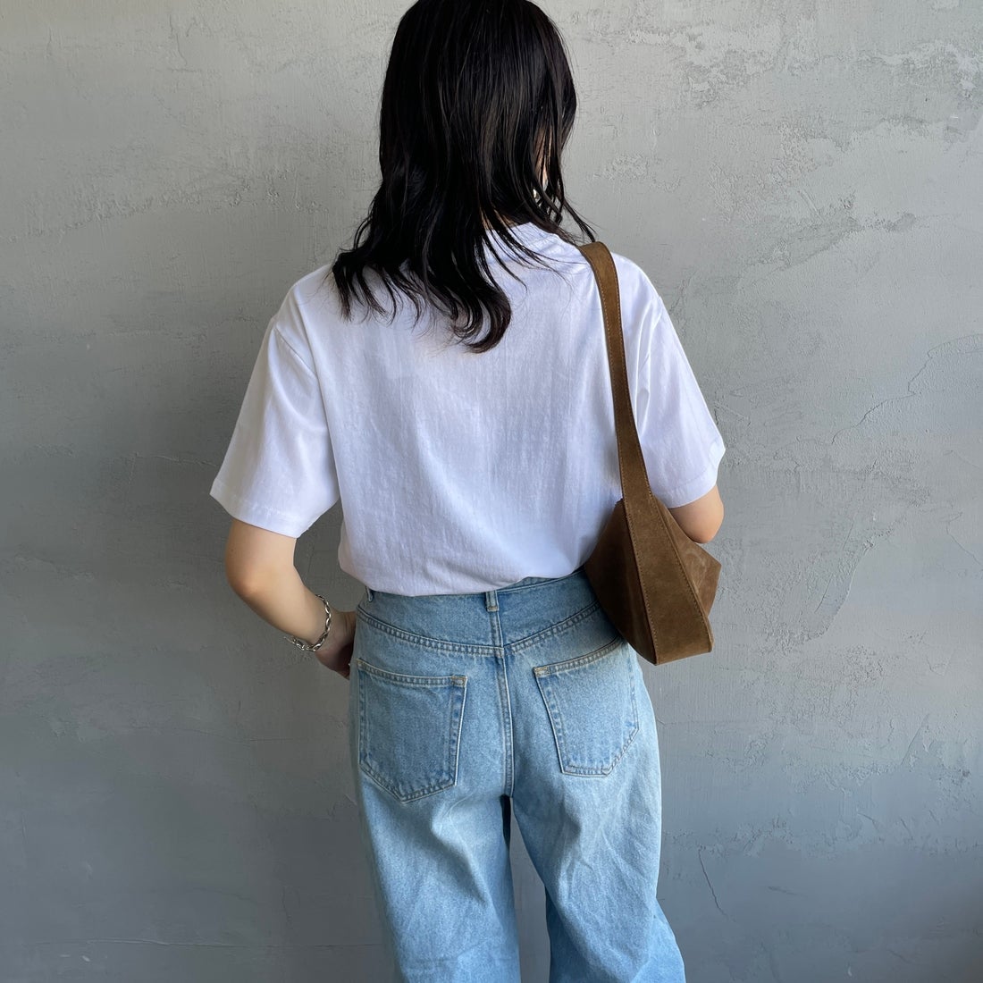 FRUIT OF THE LOOM [フルーツ オブ ザ ルーム] × 中津川吾郎(MIN-NANO) 別注2パックTシャツ [81256900-JF] WHT/WHT &&モデル身長：160cm 着用サイズ：S&&