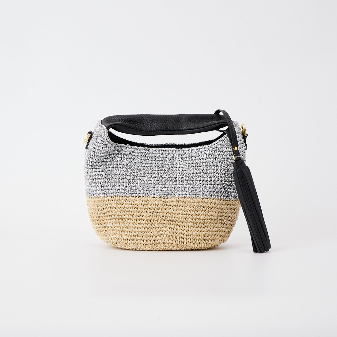 VIOLAd'ORO [ヴィオラドーロ] MIRO メタリックカラーカゴバッグ [V-8897] SILVER/NAT