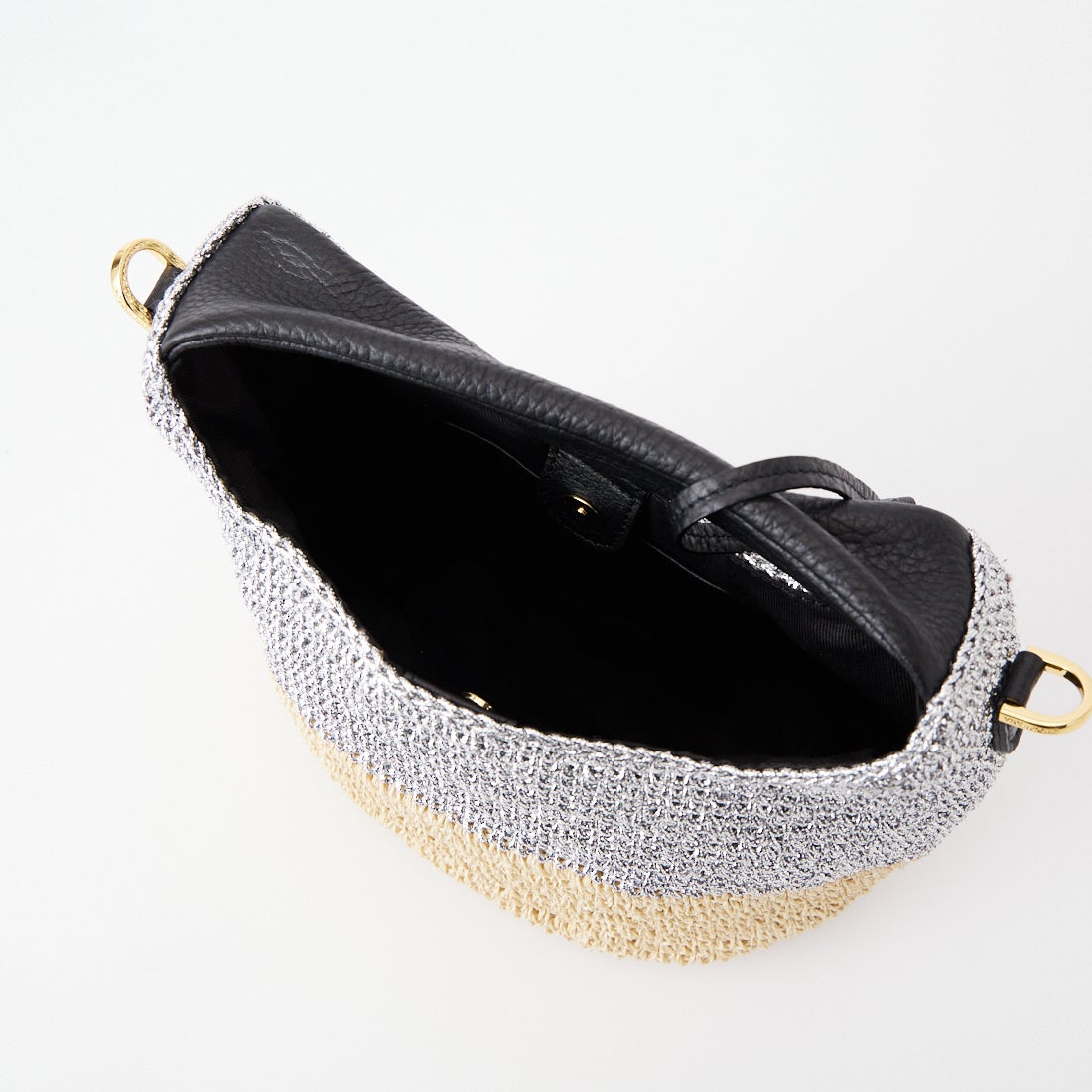 VIOLAd'ORO [ヴィオラドーロ] MIRO メタリックカラーカゴバッグ [V-8897] SILVER/NAT