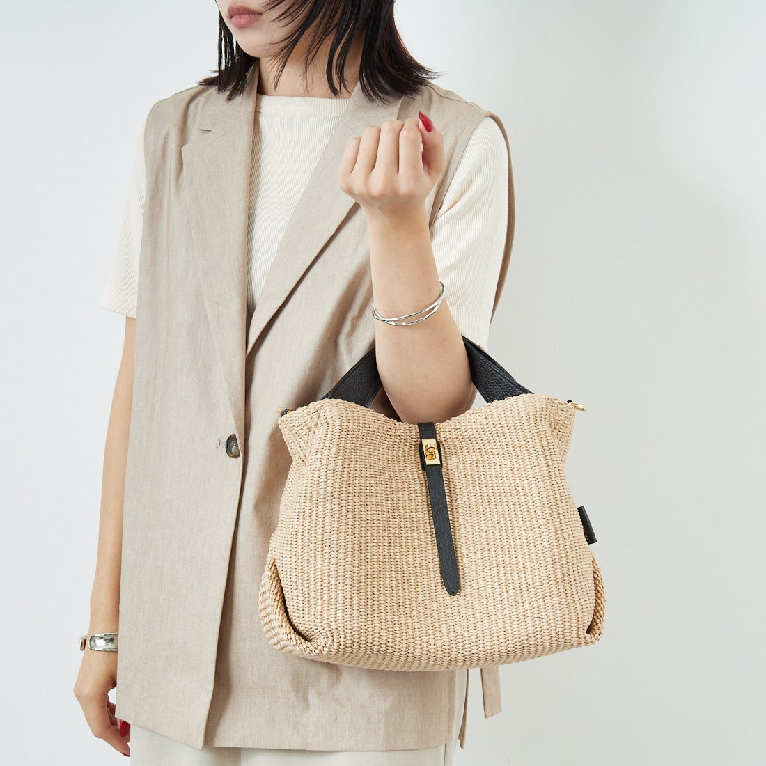 VIOLAd'ORO [ヴィオラドーロ] SANDRO トートバッグ [V-8744] NATURAL