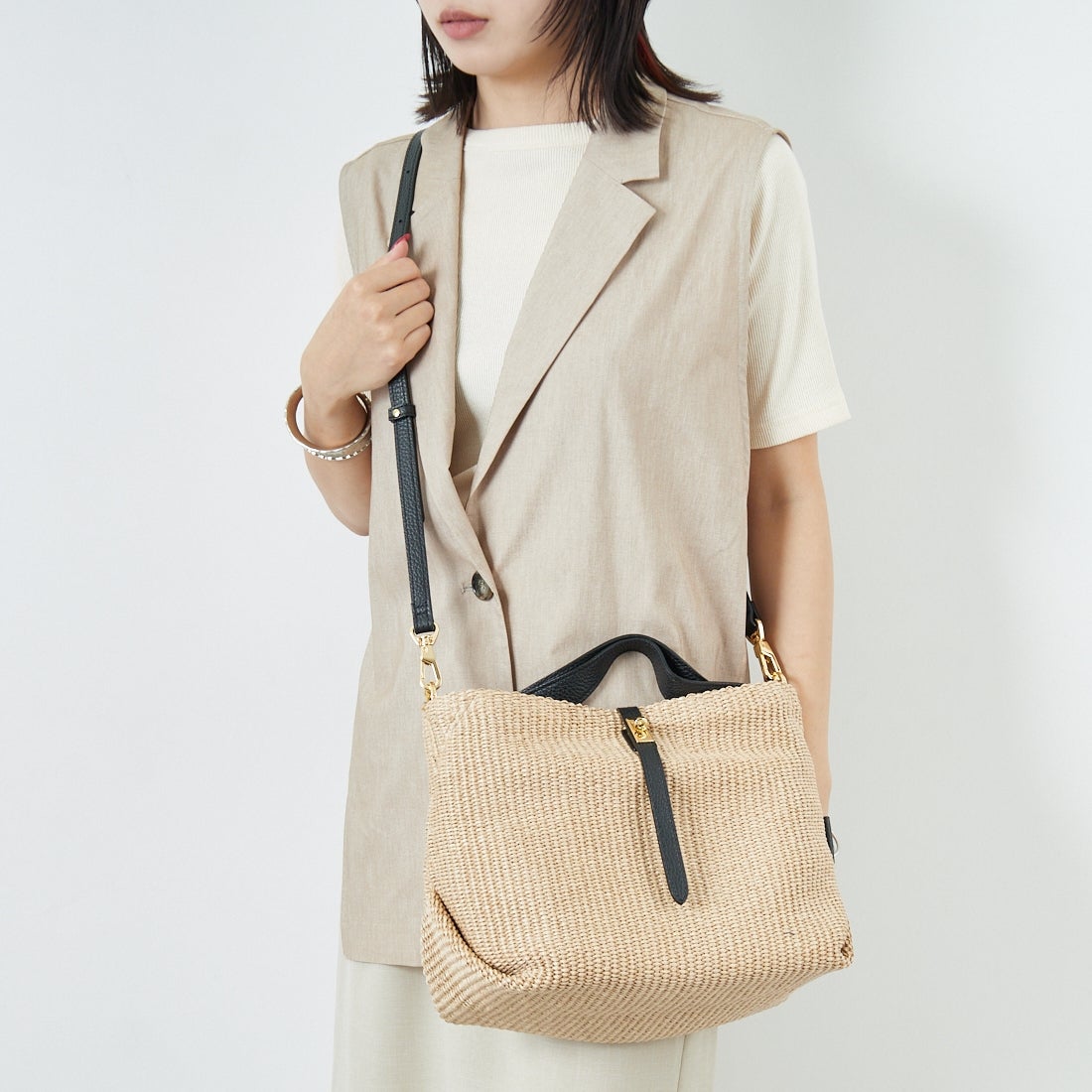 VIOLAd'ORO [ヴィオラドーロ] SANDRO トートバッグ [V-8744] NATURAL