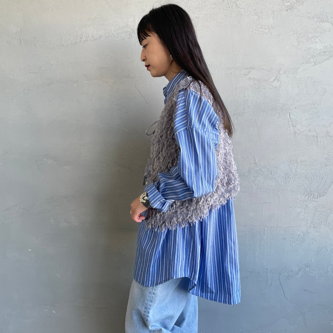 nenom [ネノム] 前後2WAY フェザーフリンジショートベスト [NE24132007