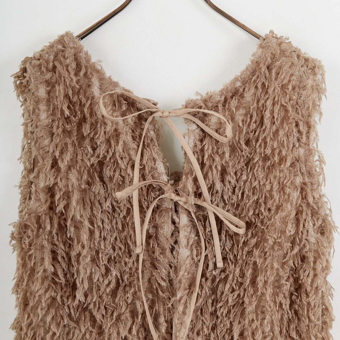 nenom [ネノム] 前後2WAY フェザーフリンジショートベスト [NE24132007] 26 MOCHA