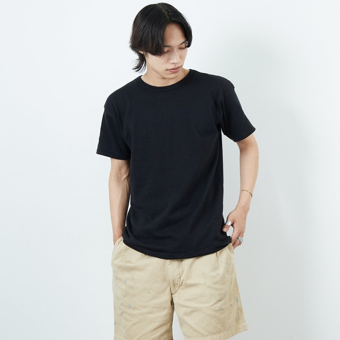 BOW WOW [バウワウ] 8812 ショートスリーブTシャツ [BW-8T] 88/12 BLAC &&モデル身長：179cm 着用サイズ：L&&
