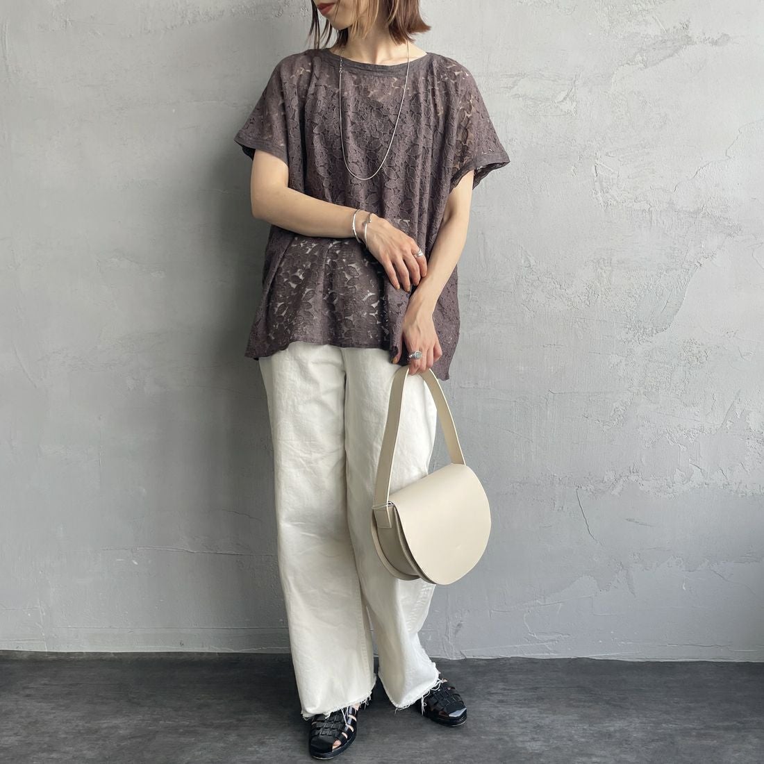 soil [ソイル] チュールレースフレンチスリーブスモック [NSL25052] 9700 CCR &&モデル身長：158cm 着用サイズ：1&&